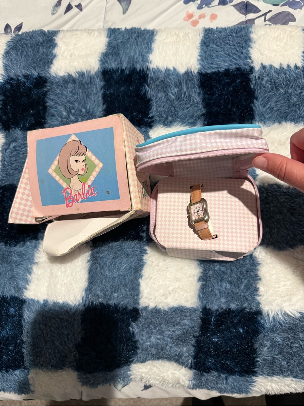 Vintage Barbie Pink and Blue Travel Watch Case